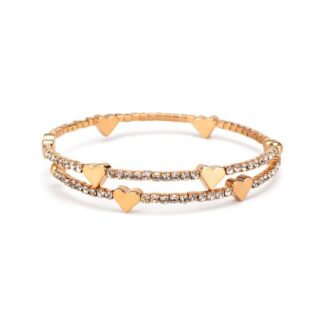 Bracciale rigido placcato oro rosa con cuori