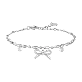 BRACCIALE DONNA IN ACCIAIO CON FIOCCO E ZIRCONI BIANCHI