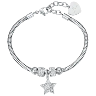 BRACCIALE DONNA IN ACCIAIO STELLA CON CRISTALLI BIANCHI