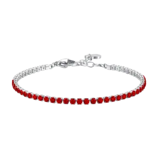 BRACCIALE TENNIS DONNA IN ACCIAIO CON ZIRCONI ROSSI