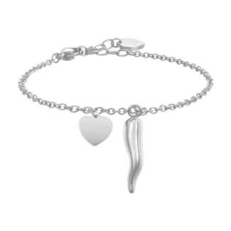 BRACCIALE DONNA IN ACCIAIO CON CUORE E CORNO