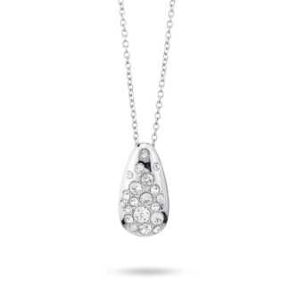 Collana rodiata con pendente a goccia di cristalli crystal