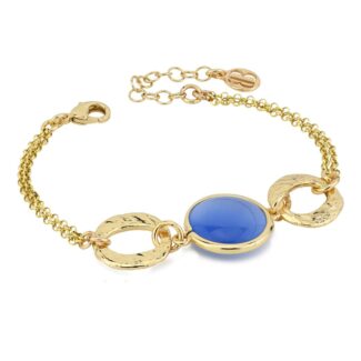 Bracciale placcato oro giallo con cristallo blu marino