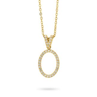 Collana girocollo placcato oro giallo con ovale di zirconi