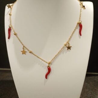 COLLANA CORNETTI ROSSI E STELLINE