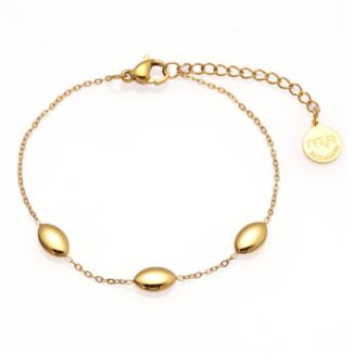 Bracciale placcato oro giallo con 3 chicchi di riso