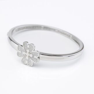 Bracciale rigido con fiore di zirconi
