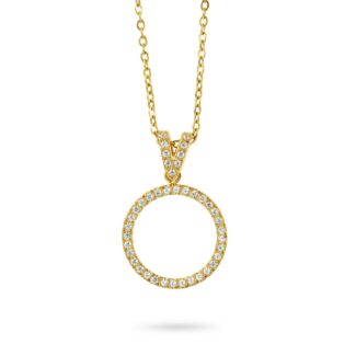 Collana girocollo placcato oro giallo con cerchio di zirconi