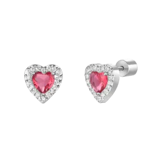 ORECCHINI DONNA IN ACCIAIO CON CUORI CON ZIRCONI ROSSI E BIANCHI