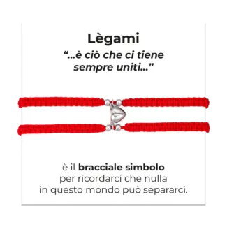 BRACCIALI DONNA E UOMO IN CORDA COREANA ROSSA CON CUORE CALAMITATO