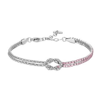 BRACCIALE DONNA IN ACCIAIO CON NODO E ZIRCONI ROSA
