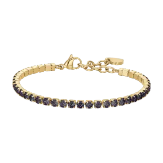 BRACCIALE DONNA TENNIS IN ACCIAIO IP GOLD CON CRISTALLI NERI