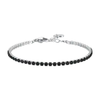 BRACCIALE TENNIS DONNA IN ACCIAIO CON ZIRCONI NERI