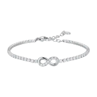 BRACCIALE TENNIS DONNA IN ACCIAIO CON INFINITO E PUNTI LUCE CON ZIRCONI BIANCHI