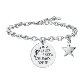 BRACCIALE DONNA IN ACCIAIO LA VITA E' MAGICA