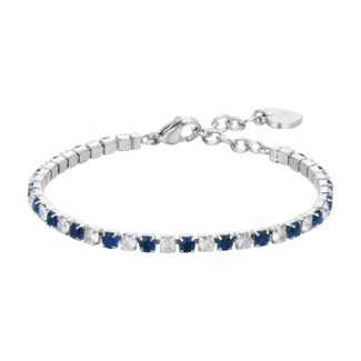 BRACCIALE TENNIS DONNA CRISTALLI BLU E BIANCHI