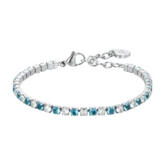 BRACCIALE TENNIS DONNA CRISTALLI AZZURRI E BIANCHI