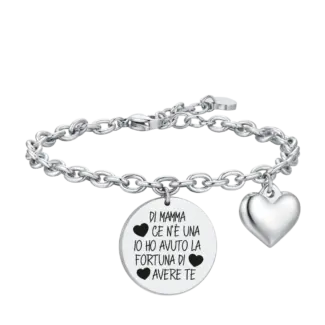 BRACCIALE DONNA IN ACCIAIO DI MAMMA CE N'È UNA IO HO AVUTO LA FORTUNA DI AVERE