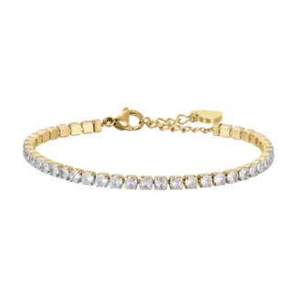 BRACCIALE TENNIS DONNA IN ACCIAIO IP GOLD CON CRISTALLI BIANCHI
