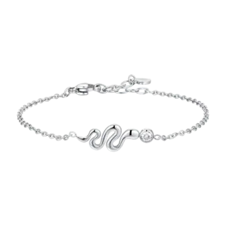 BRACCIALE DONNA IN ACCIAIO CON SERPENTE E CRISTALLO BIANCO