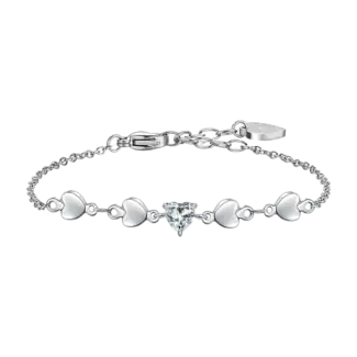 BRACCIALE DONNA IN ACCIAIO CON CUORI E ZIRCONI BIANCHI