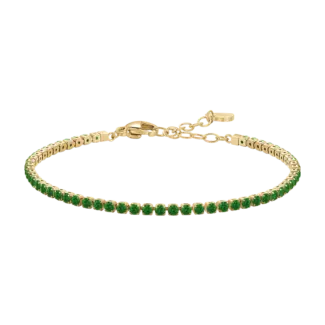 BRACCIALE TENNIS DONNA IN ACCIAIO COLORE ORO CON ZIRCONI VERDI