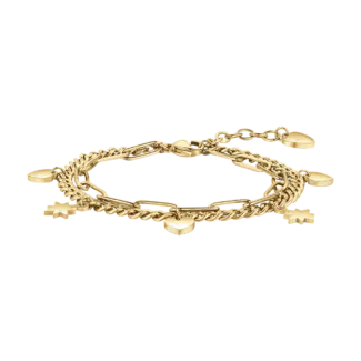 BRACCIALE DONNA IN ACCIAIO DORATO CON CUORI E STELLE