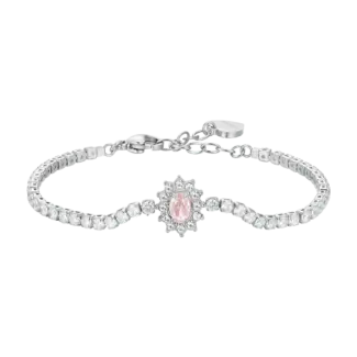 BRACCIALE TENNIS DONNA N ACCIAIO CRISTALLI E ZIRCONE ROSA