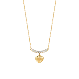 COLLANA DONNA IN ACCIAIO IP GOLD CON CUORE E ZIRCONI BIANCHI