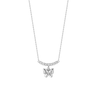 COLLANA DONNA IN ACCIAIO CON FARFALLA E ZIRCONI BIANCHI