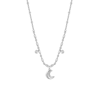 COLLANA DONNA IN ACCIAIO CON LUNA E ZIRCONI BIANCHI