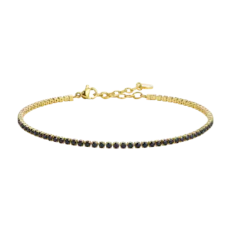 Bracciale Uomo In Acciaio Ip Gold Con Zirconi Neri