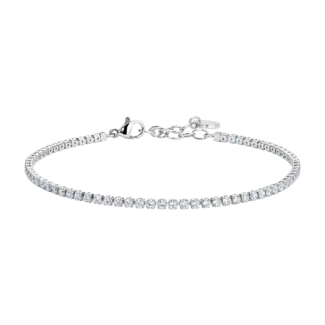 Bracciale Uomo In Acciaio Con Zirconi Bianchi