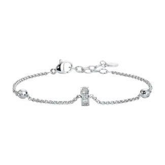 Bracciale Donna In Acciaio, Bussolotto Ed Elementi Con Zirconi Bianchi