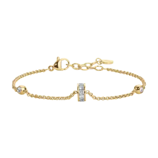 BRACCIALE DONNA IN ACCIAIO IP GOLD, BUSSOLOTTO ED ELEMENTI CON ZIRCONI BIANCHI