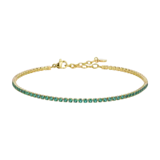 CAVIGLIERA DONNA IN ACCIAIO IP GOLD CON ZIRCONI VERDI