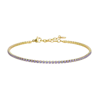 CAVIGLIERA DONNA IN ACCIAIO IP GOLD CON ZIRCONI VIOLA