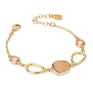 Bracciale placcato oro giallo con cristalli arancio e peach