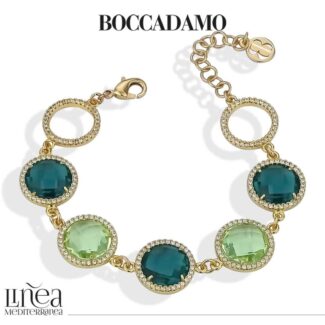 Bracciale placcato oro giallo con cristalli bicolor