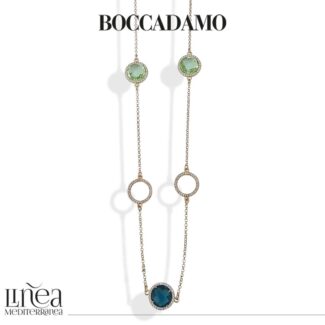 Collana lunga placcata oro giallo con cristalli bicolor