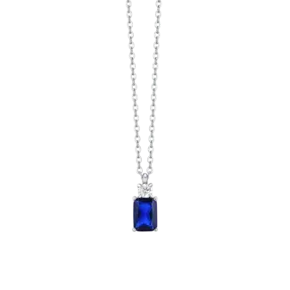 COLLANA DONNA IN ACCIAIO CON ZIRCONI BLU E BIANCO