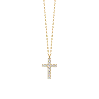 COLLANA DONNA IN ACCIAIO E IP GOLD CON CROCE E ZIRCONI BIANCHI