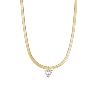 COLLANA DONNA IN ACCIAIO COLORE ORO CON ZIRCONE BIANCO