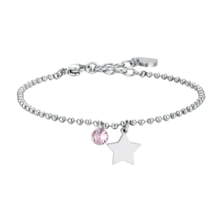BRACCIALE DONNA IN ACCIAIO CON STELLA E ZIRCONE ROSA