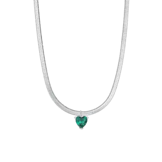 COLLANA DONNA IN ACCIAIO CON ZIRCONE VERDE