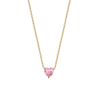 COLLANA DONNA IN ACCIAIO E IP GOLD CON CUORE CRISTALLO ROSA