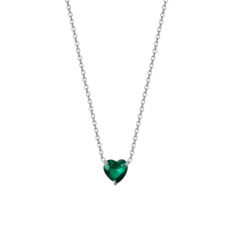 COLLANA DONNA IN ACCIAIO CON CUORE CRISTALLO VERDE