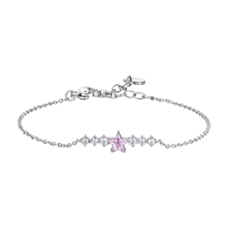BRACCIALE DONNA IN ACCIAIO CON STELLA ROSA E CRISTALLI BIANCHI
