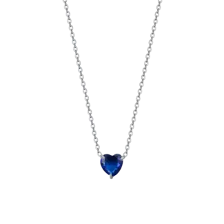 COLLANA DONNA IN ACCIAIO CON CUORE CRISTALLO BLU