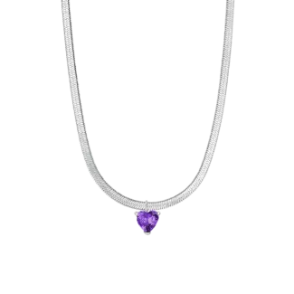 COLLANA DONNA IN ACCIAIO CON ZIRCONE VIOLA